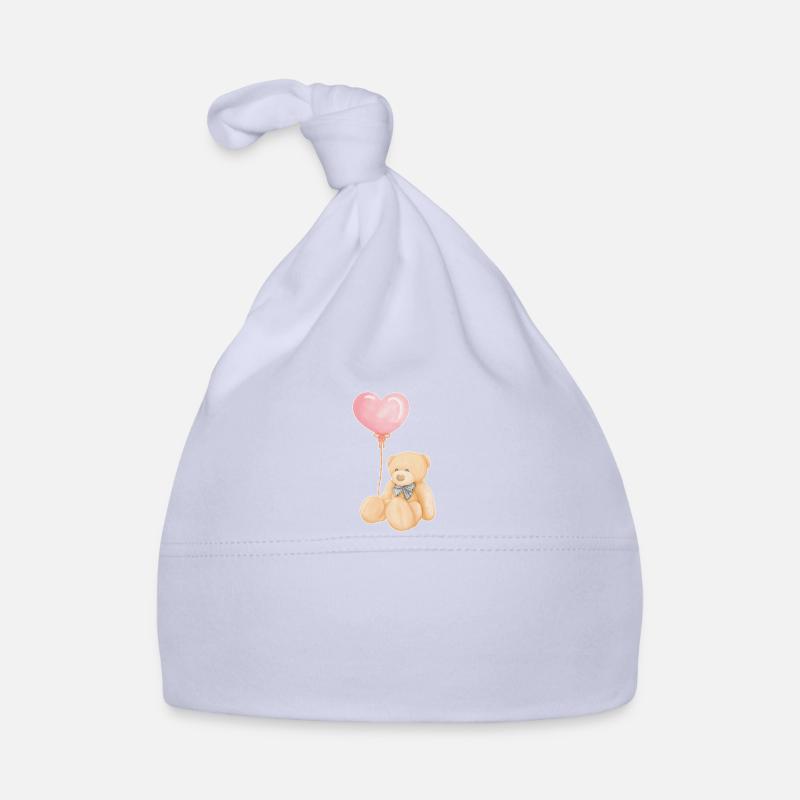 Teddy avec ballon - Bonnet bio Bébé - ciel