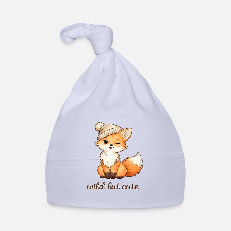 Cuddly fox with hat - Organic Baby Cap - sky