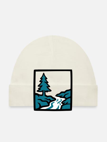 Logo de la nature de la forêt de la rivière - Bonnet bio Bébé - ciel - Devant