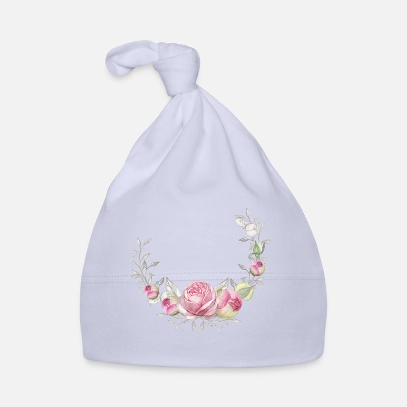 Couronne de fleurs avec roses, personnalisable Bonnet bio Bébé