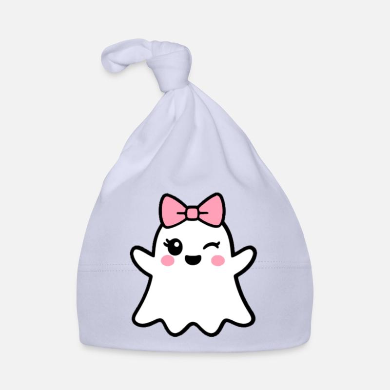 Kawaii Ghost with Pink Bow Organic Baby Cap