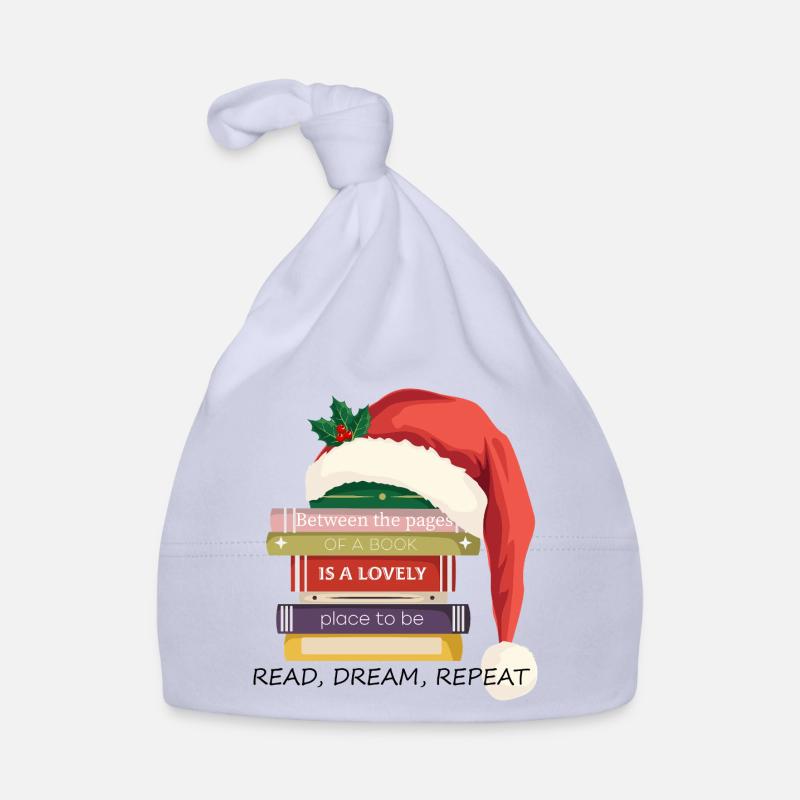 Book Stack with Christmas hat Organic Baby Cap