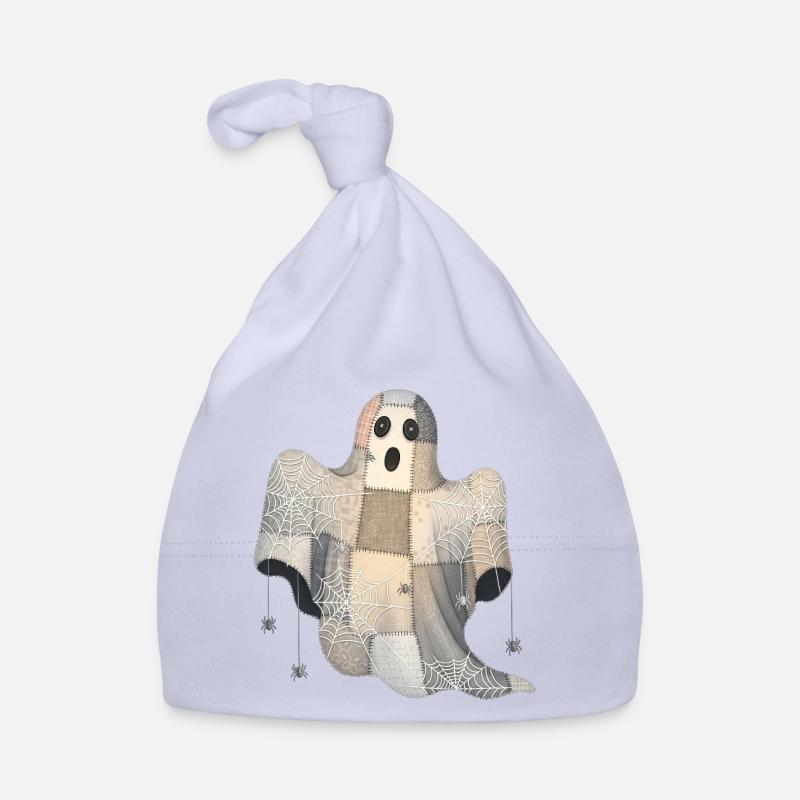 Patchwork Ghost with Spider Webs Organic Baby Cap