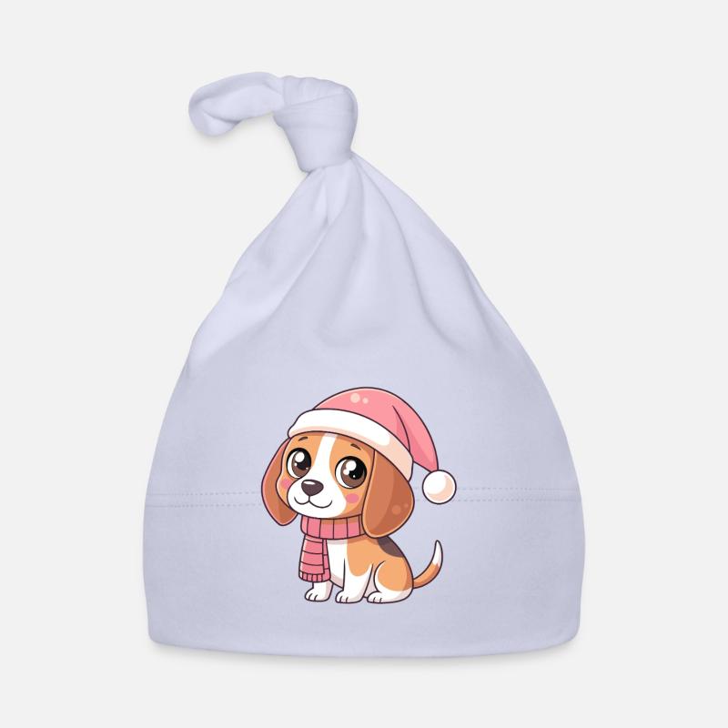 Chiot Noël Rose avec Bonnet et Écharpe Bonnet bio Bébé