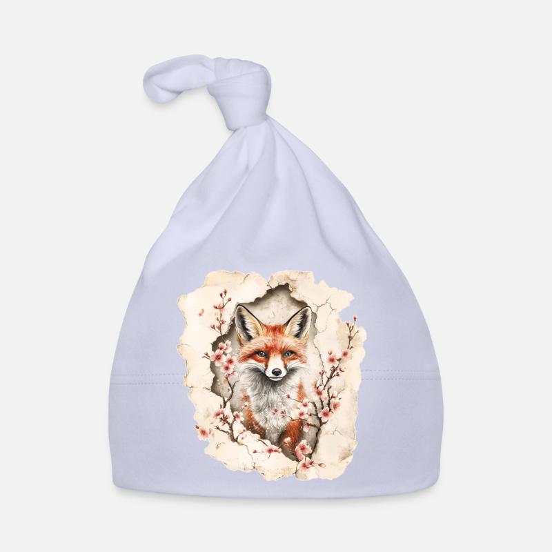 Fuchs mit Kirschblüten Baby Bio-Mütze