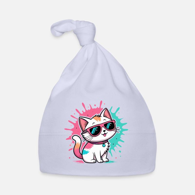 Chat coloré lunettes soleil Bonnet bio Bébé