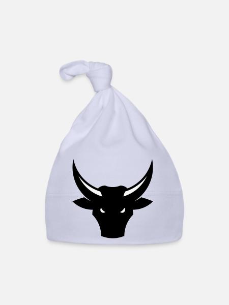 Stier / Bulle / Ochse / Stierkopf (2C) - Baby Bio-Mütze - Sky - Vorne