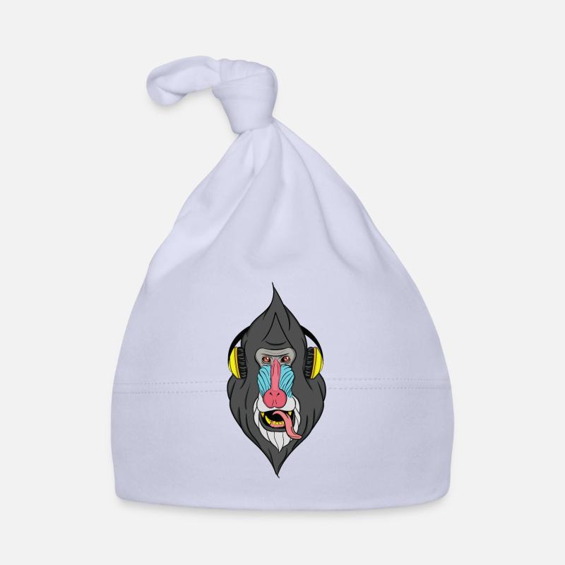 Affe mit Kopfhörer - Techno Affe Baby Bio-Mütze