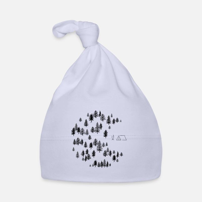 Camp dans les bois avec feu de camp et tente - Bonnet bio Bébé - ciel