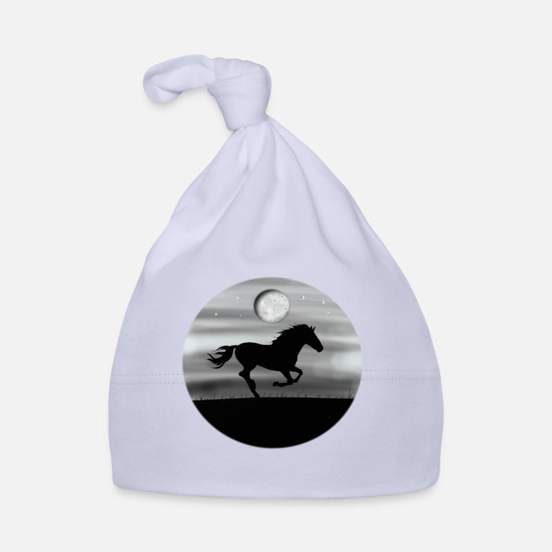 Cheval chevaux lune - Bonnet bio Bébé - ciel