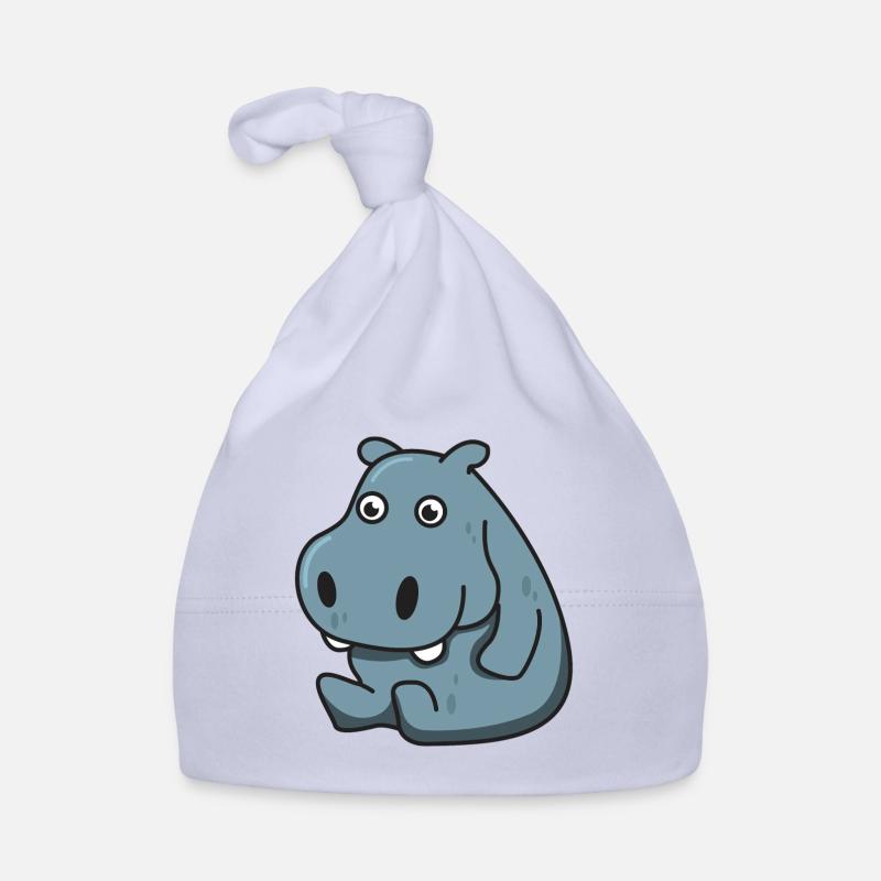 Nilpferd Geschenk Hippo Tier comic niedlich Kind - Baby Bio-Mütze - Sky