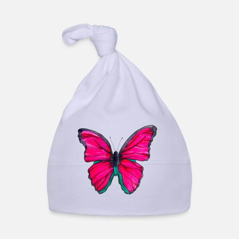 Pinker Schmetterling - Baby Bio-Mütze - Sky