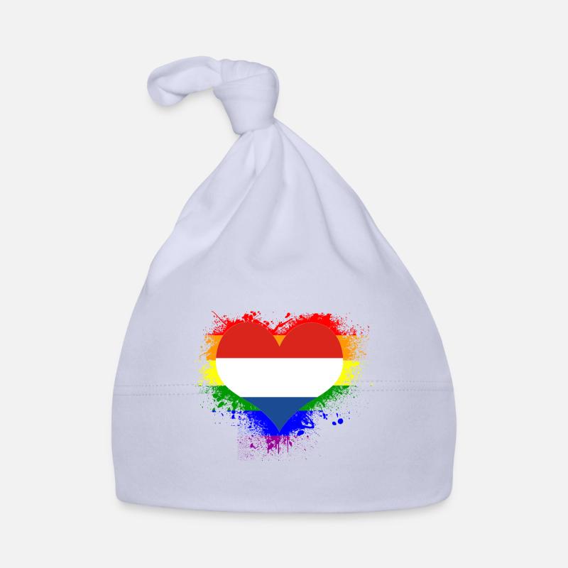 Drapeau de l'arc-en-ciel Coeur Pays-Bas GayPride Bonnet bio Bébé