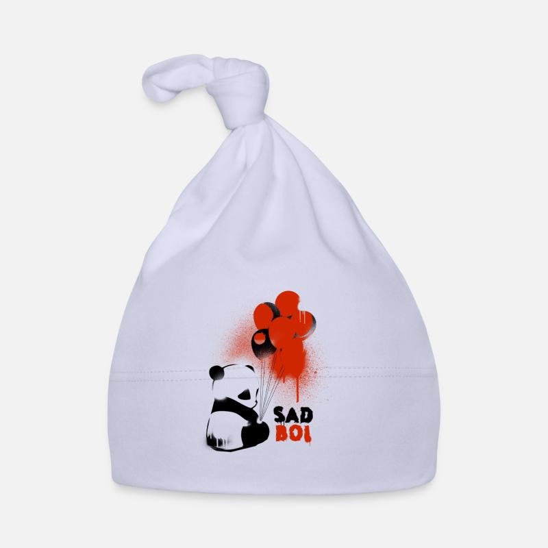Triste Boi Panda avec des graffitis de ballons - Bonnet bio Bébé - ciel