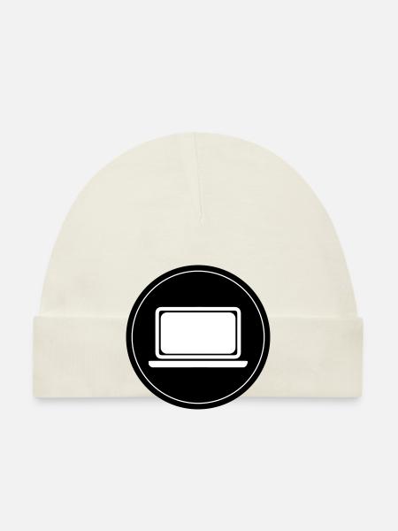 Laptop Pc Office - Organic Baby Cap - sky - Front