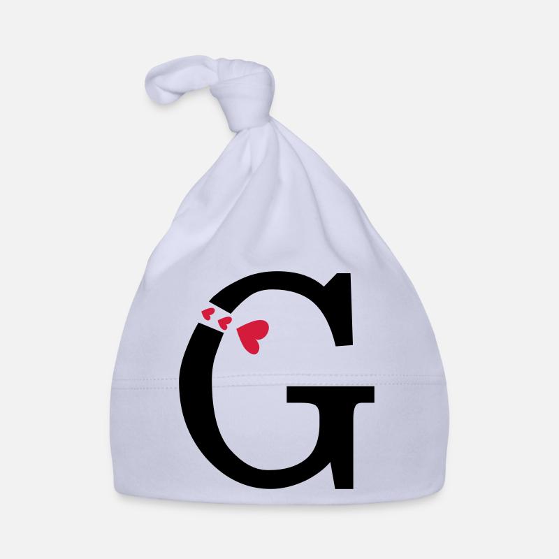 Capital lettre G avec des coeurs Bonnet bio Bébé