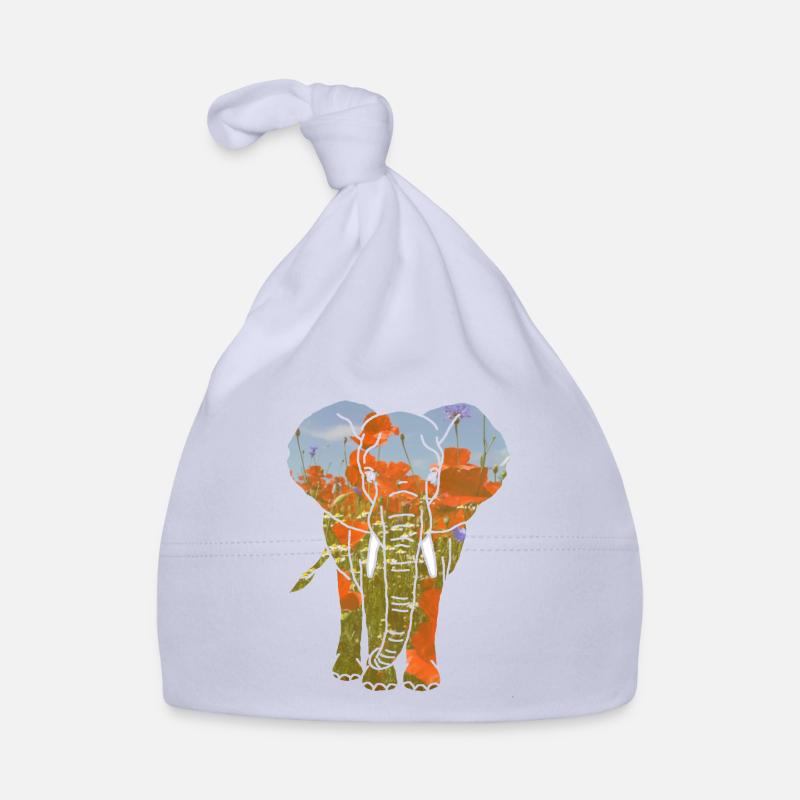 Elefant, Mohnblumen Baby Bio-Mütze