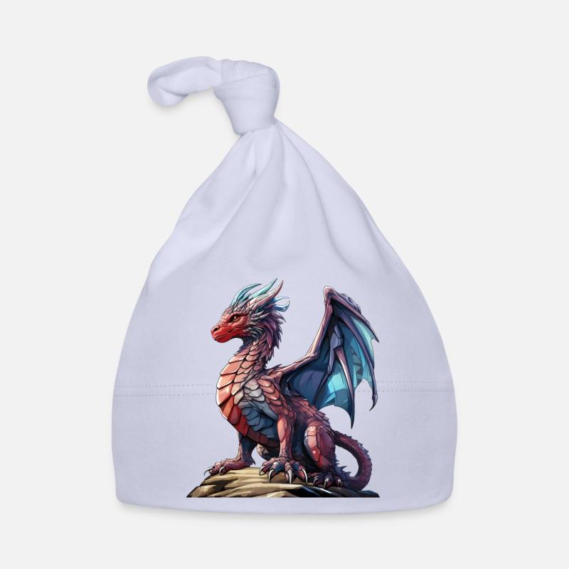 Red Blue Dragon - An Imaginative Character Organic Baby Cap