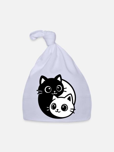 Ying Yang Cat Portrait - Organic Baby Cap - sky - Front
