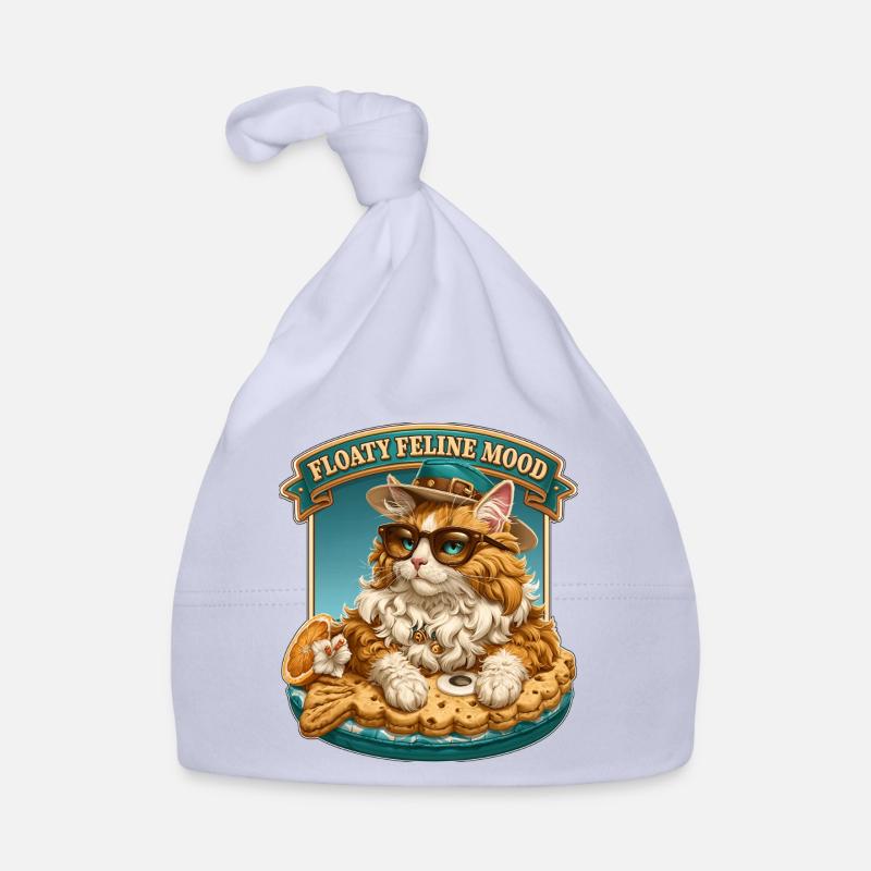 Floaty Feline Mood Cool Cat on Summer Pool Float Organic Baby Cap