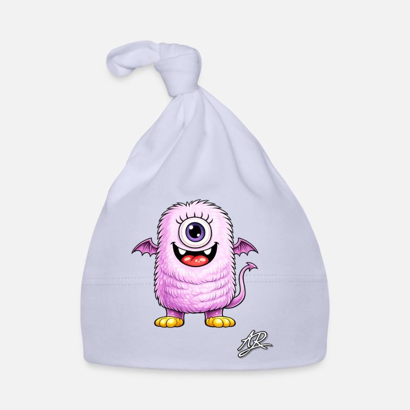 Monstre lilas œil unique ailé - Bonnet bio Bébé - ciel