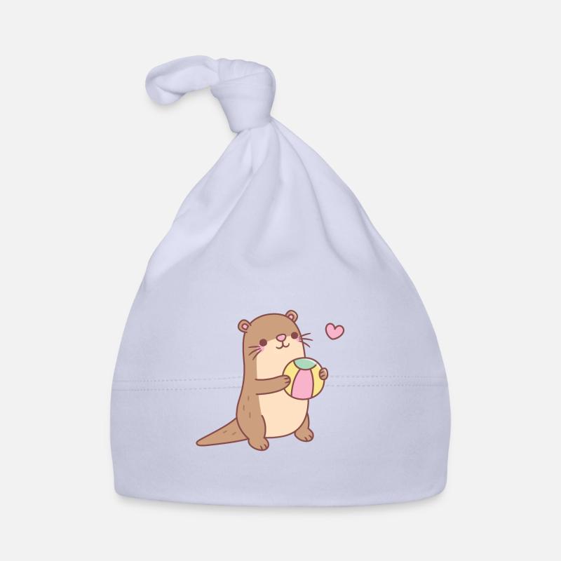 Loutre mignonne jouant avec le ballon de plage Bonnet bio Bébé