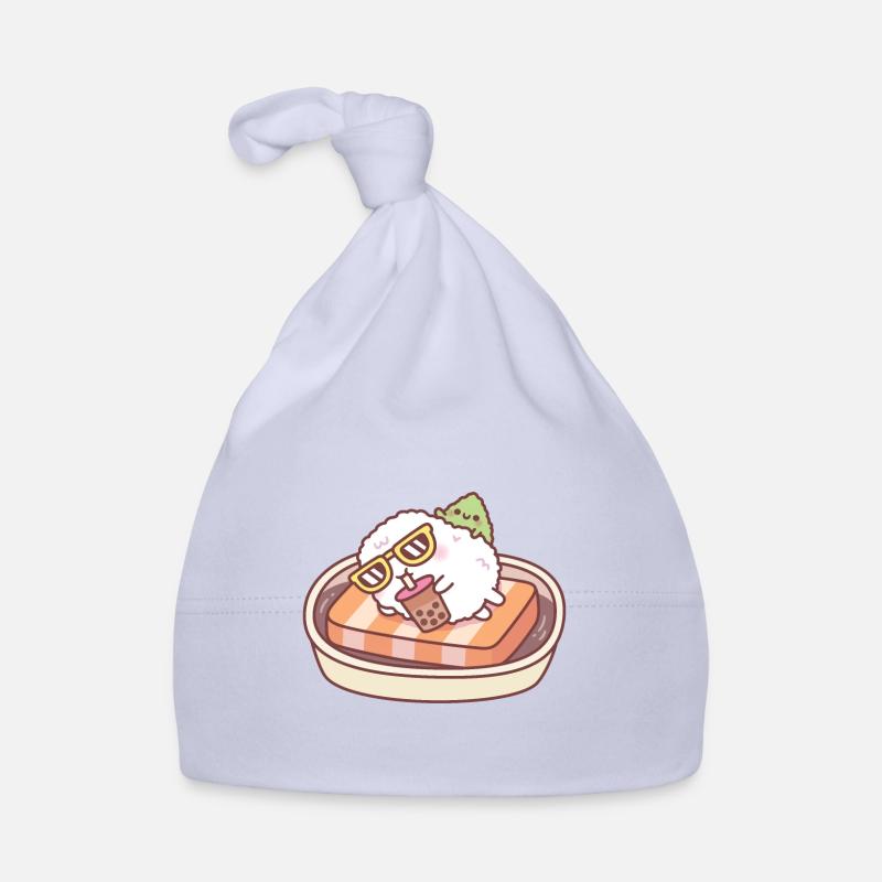 Funny Sushi Rice Chilling On A Salmon Pool Float Organic Baby Cap