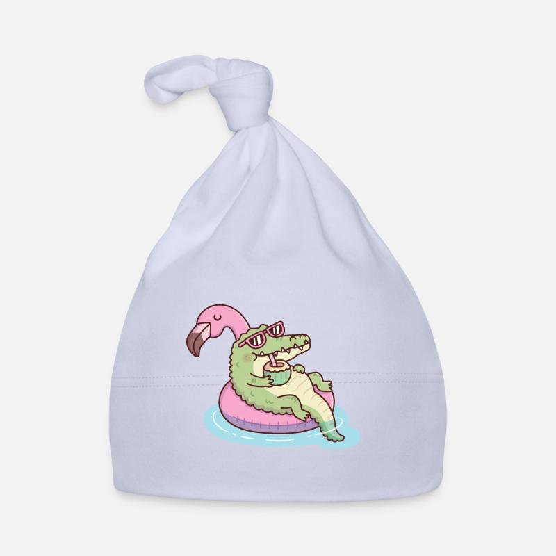 Crocodile Chilling On Flamingo Float Funny Organic Baby Cap
