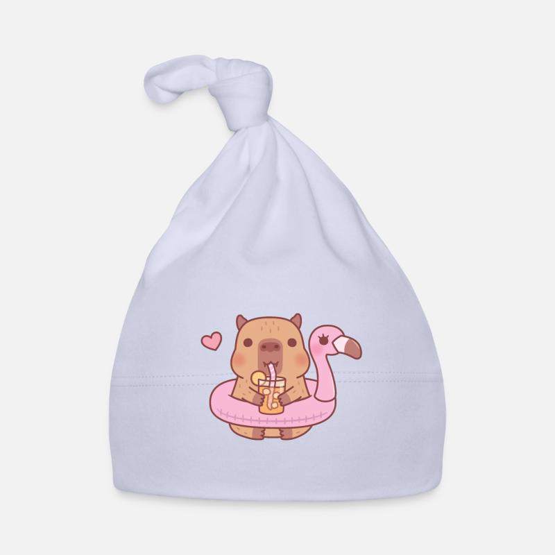 Süßes Capybara In Rosa Flamingo Pool Float Baby Bio-Mütze