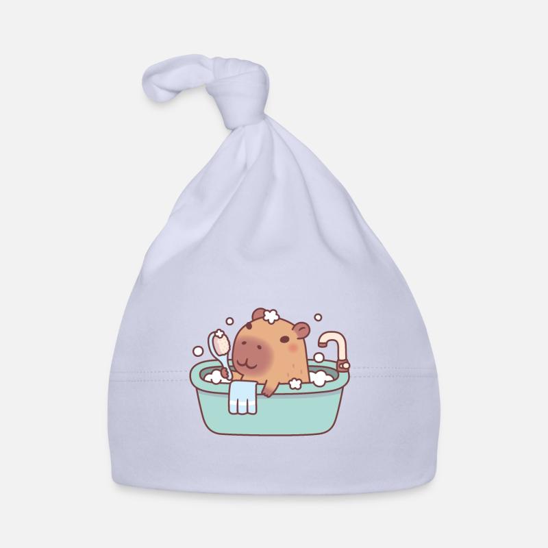Cute Capybara Taking A Bath In Bathtub Organic Baby Cap