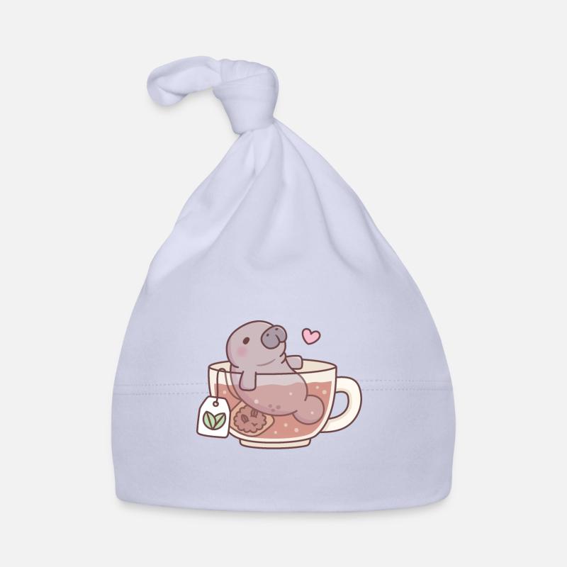 Drôle de lamantin refroidissant dans une tasse de thé Bonnet bio Bébé