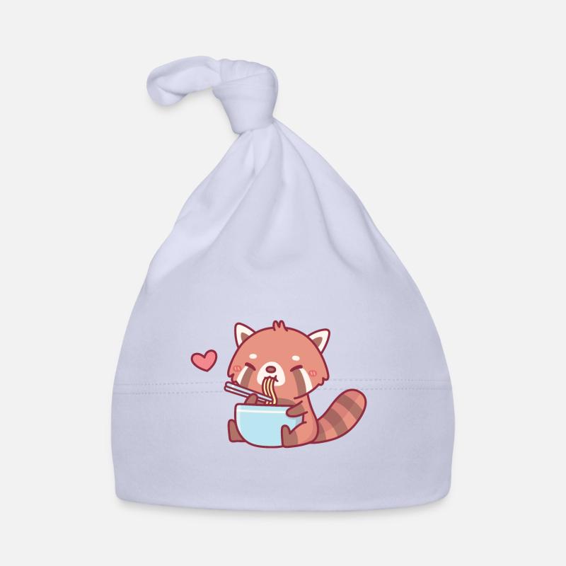 Cute Red Panda Eating Ramen Organic Baby Cap