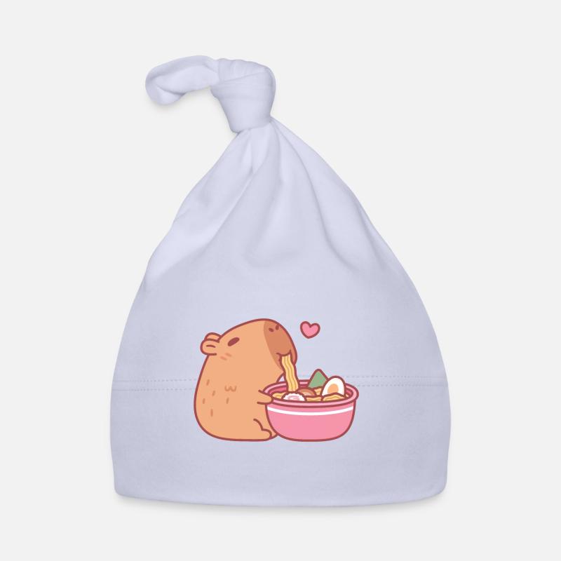 Capybara mignon mangeant des ramen Bonnet bio Bébé