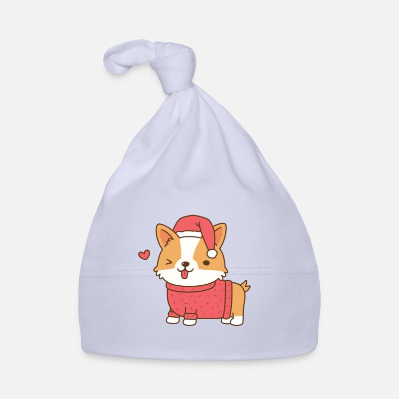 Mignon Corgi de Noël en pull et chapeau de Père Noël Bonnet bio Bébé
