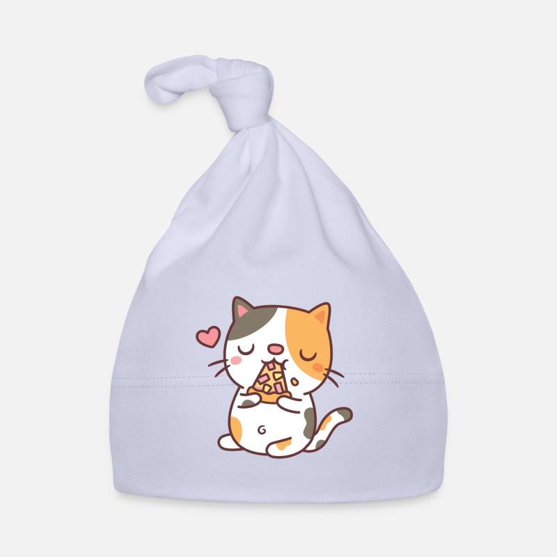 Mignon Calico Cat Mangeant Pizza Bonnet bio Bébé