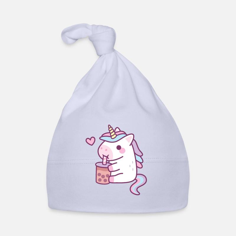 Cute Unicorn Loves Drinking Bubble Tea Organic Baby Cap