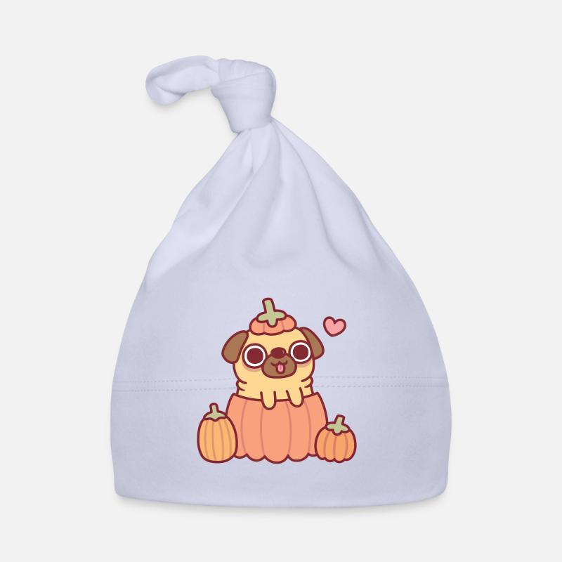 Cute Pug In Pumpkin Organic Baby Cap