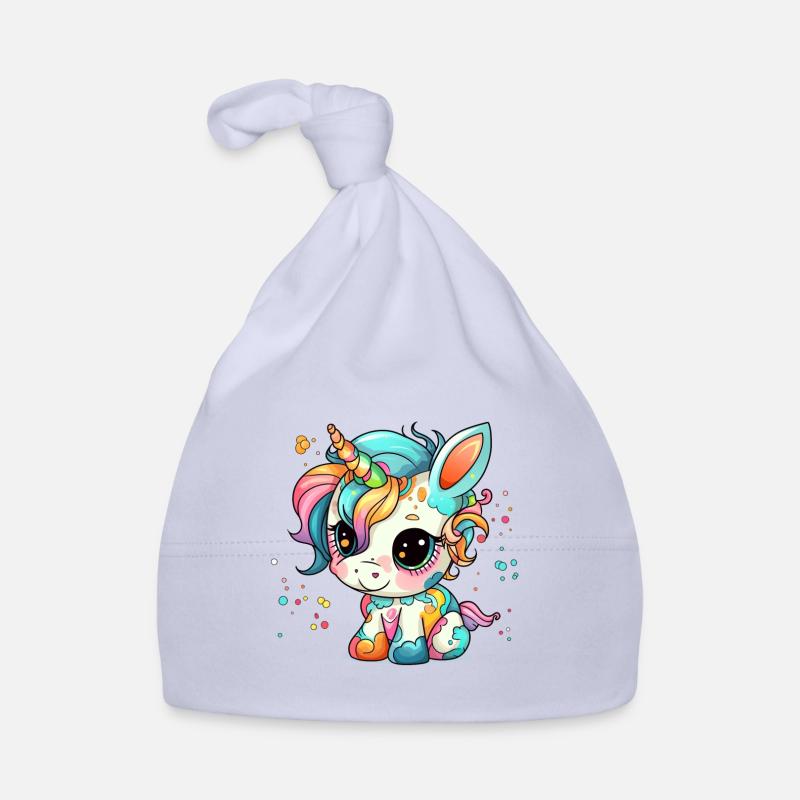 Solutions ErSa. Licorne colorée - Bonnet bio Bébé - ciel