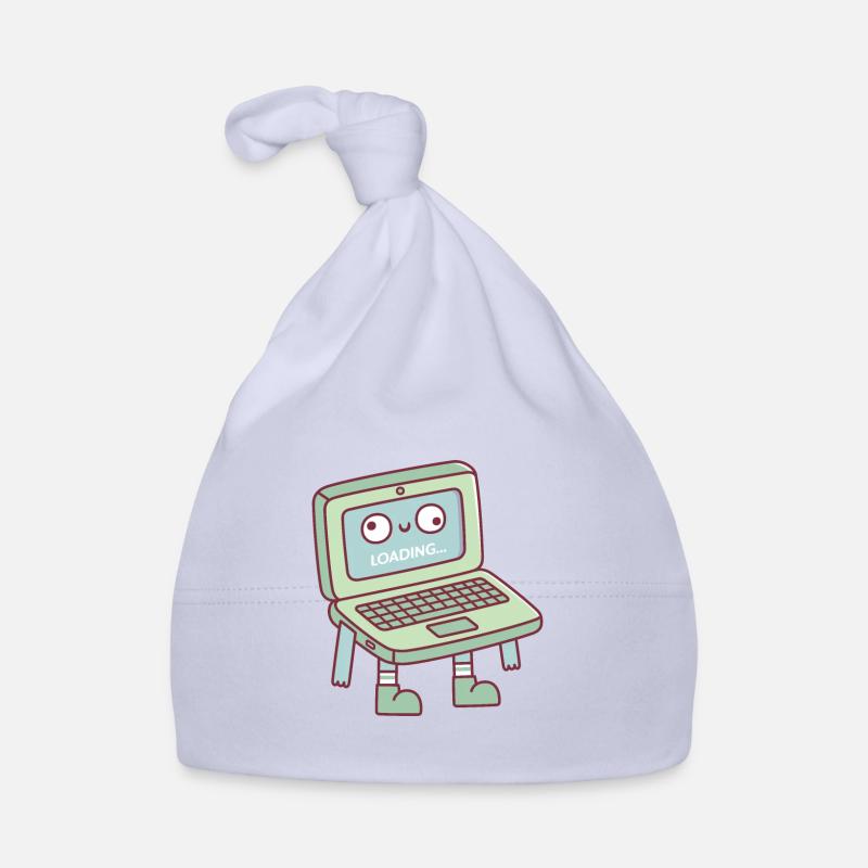 Funny Derpy Laptop Loading Its Brain Organic Baby Cap