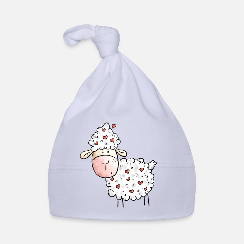 Schaf Mit Herz I Tiermotiv Comic Baby Bio-Mütze