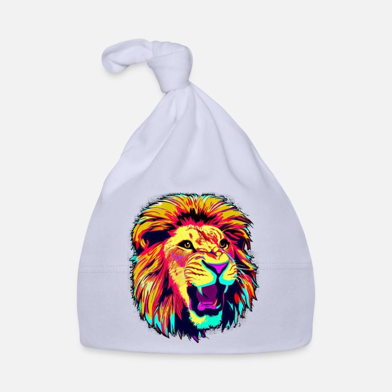 Lion - Bonnet bio Bébé - ciel