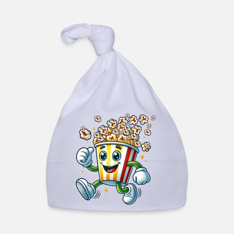 motif pop-corn de dessin animé joyeux pour s’amuser au cinéma - Bonnet bio Bébé - ciel