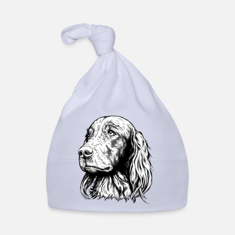 Portrait de setter irlandais - Bonnet bio Bébé - ciel