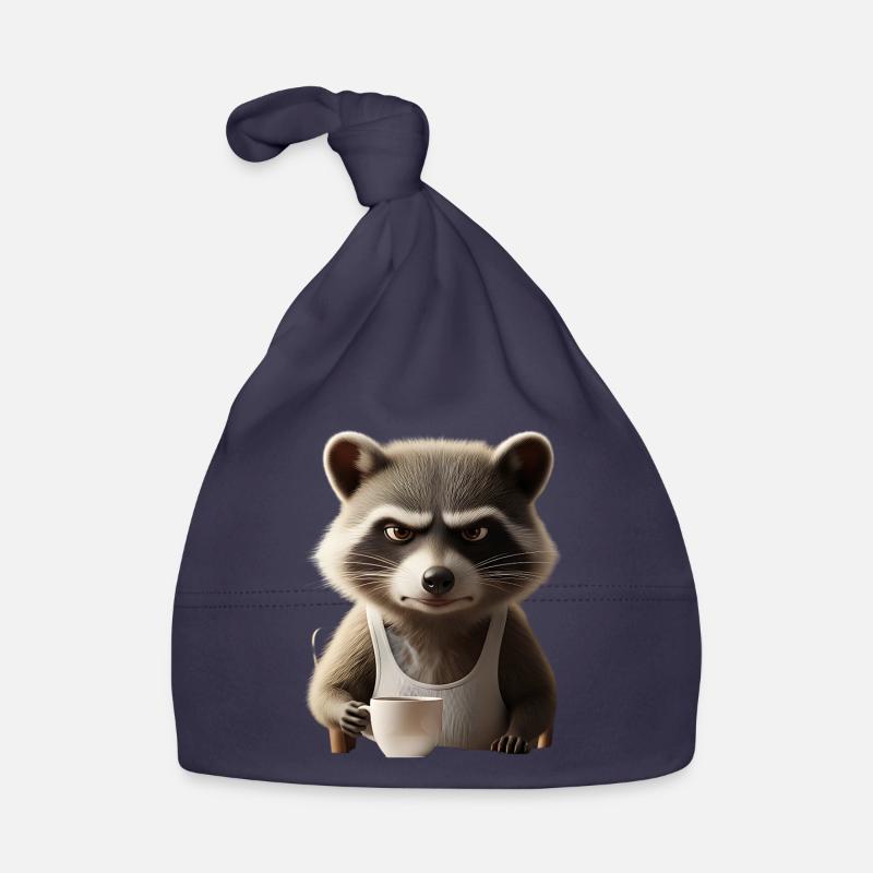 Grumpy Waschbär mit Kaffee – Morgenmuffel Design Bonnet bio Bébé