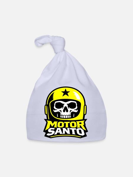 Logo du Crâne de Motor Santo - Bonnet bio Bébé - ciel - Devant