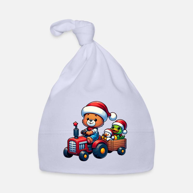 Teddy as Santa Claus with Tractor Frog Duck Organic Baby Cap