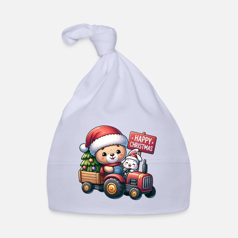 Weihnachts Teddy und süßer Hase im Traktor Baby Bio-Mütze