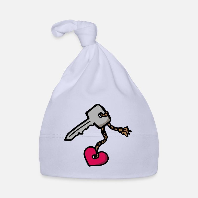 Clé avec porte-clés de cœur Déclaration d’amour Bonnet bio Bébé