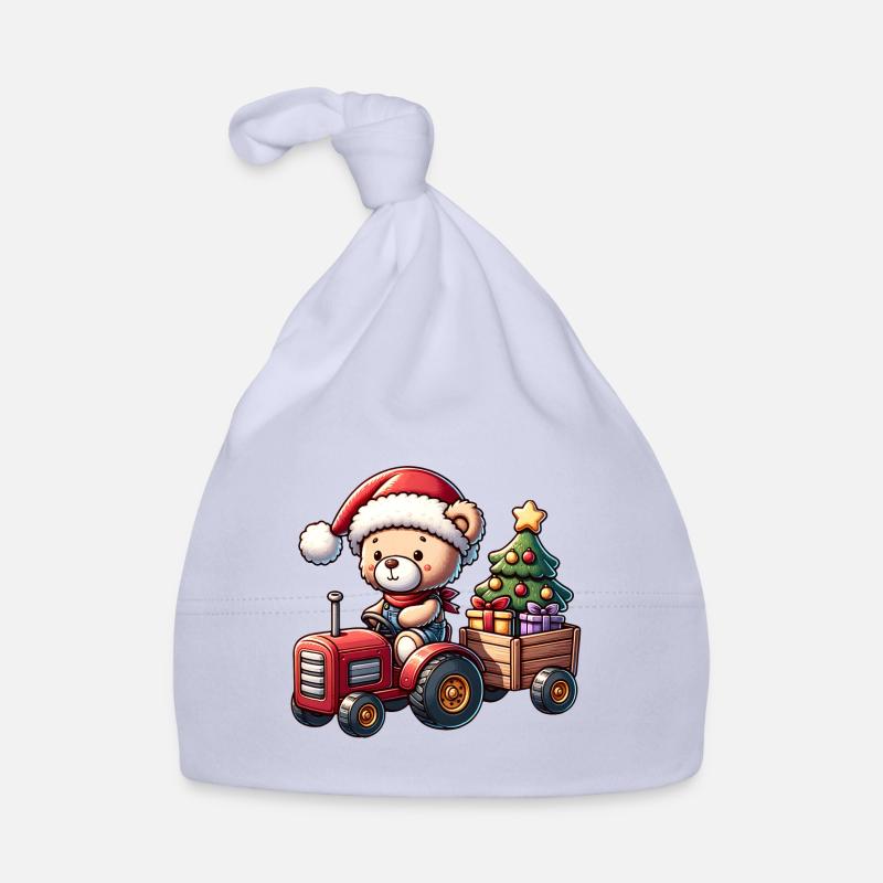 Teddy als Weihnachtsmann mit Traktor Baby Bio-Mütze