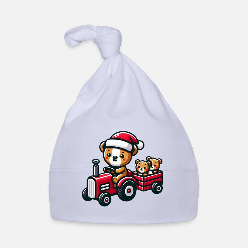 Teddy als Weihnachtsmann mit Traktor Baby Bio-Mütze
